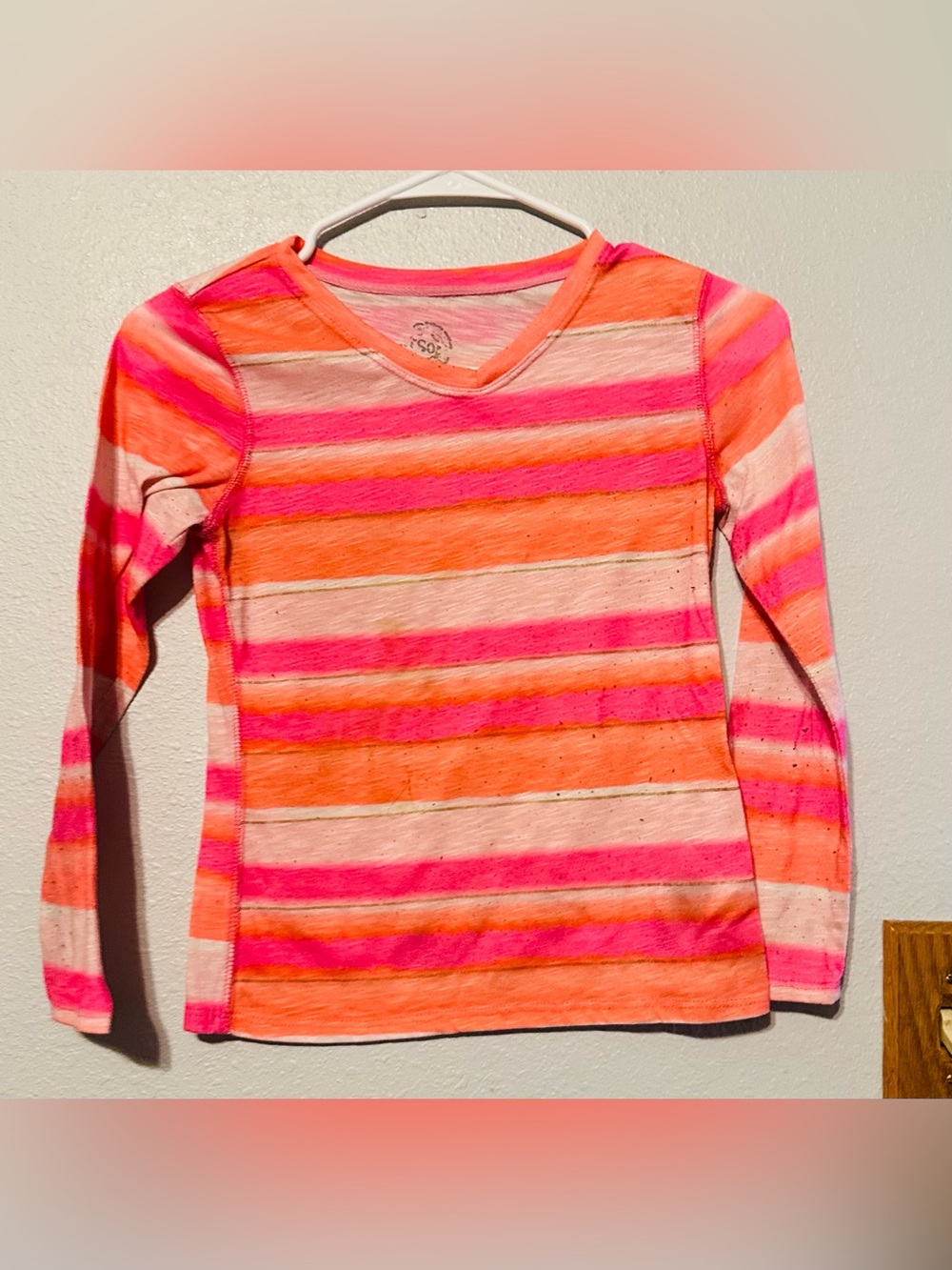 SO girl kid size 10 stripes vneck long sleeves shirt